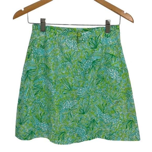 Lilly Pulitzer Womens Alligator Print Fully Lined A-Line Skirt Green Size‎ 6 - Picture 1 of 7